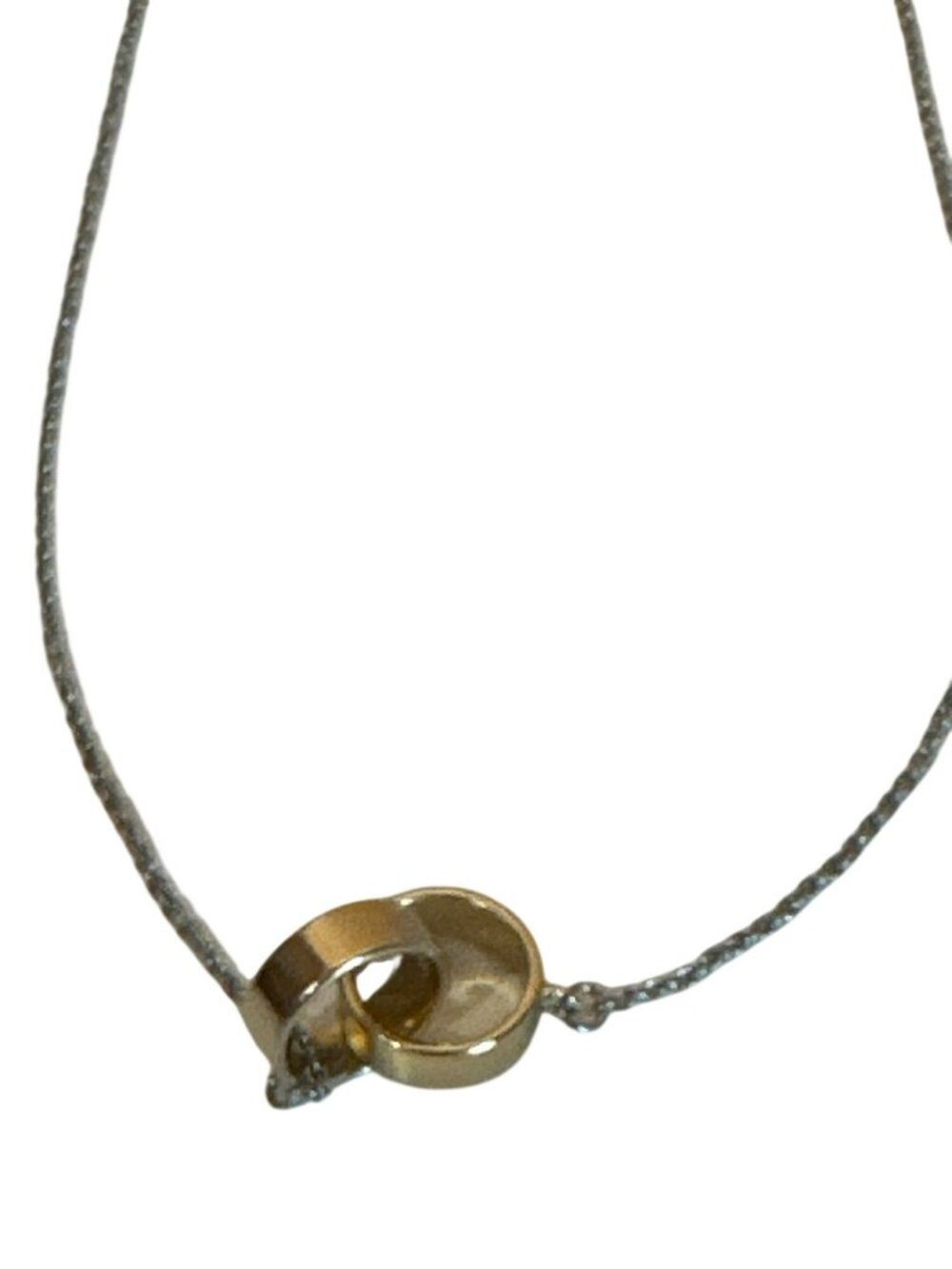 Gold Tone Interlocking Rings Pendant Necklace Minimalist Design Approx. 16"